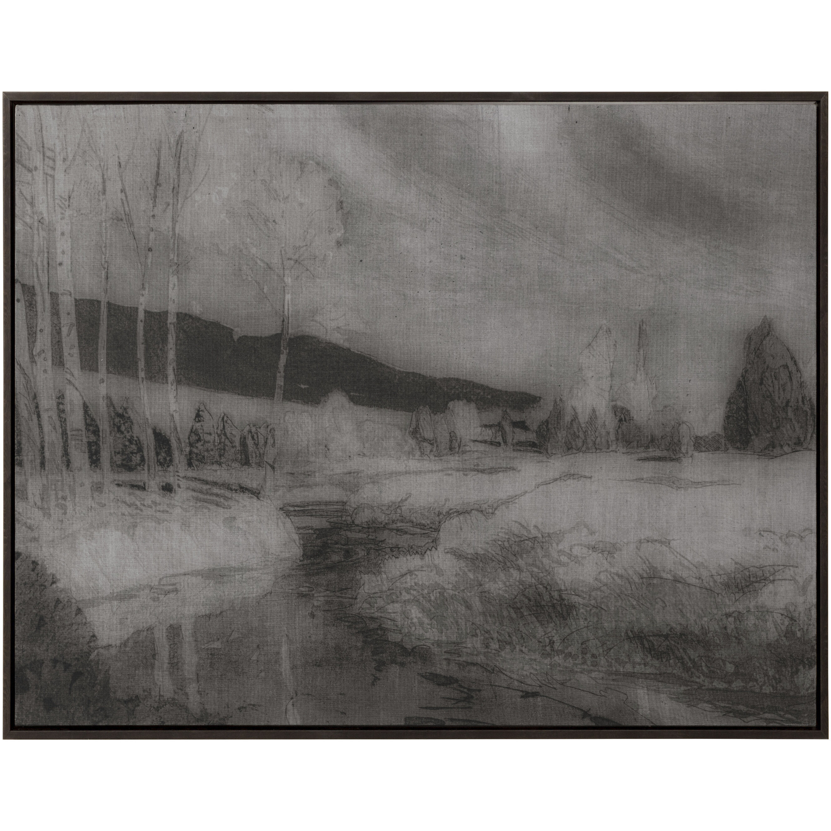 Antique Brown Floater Frame Wall Art, Landscape